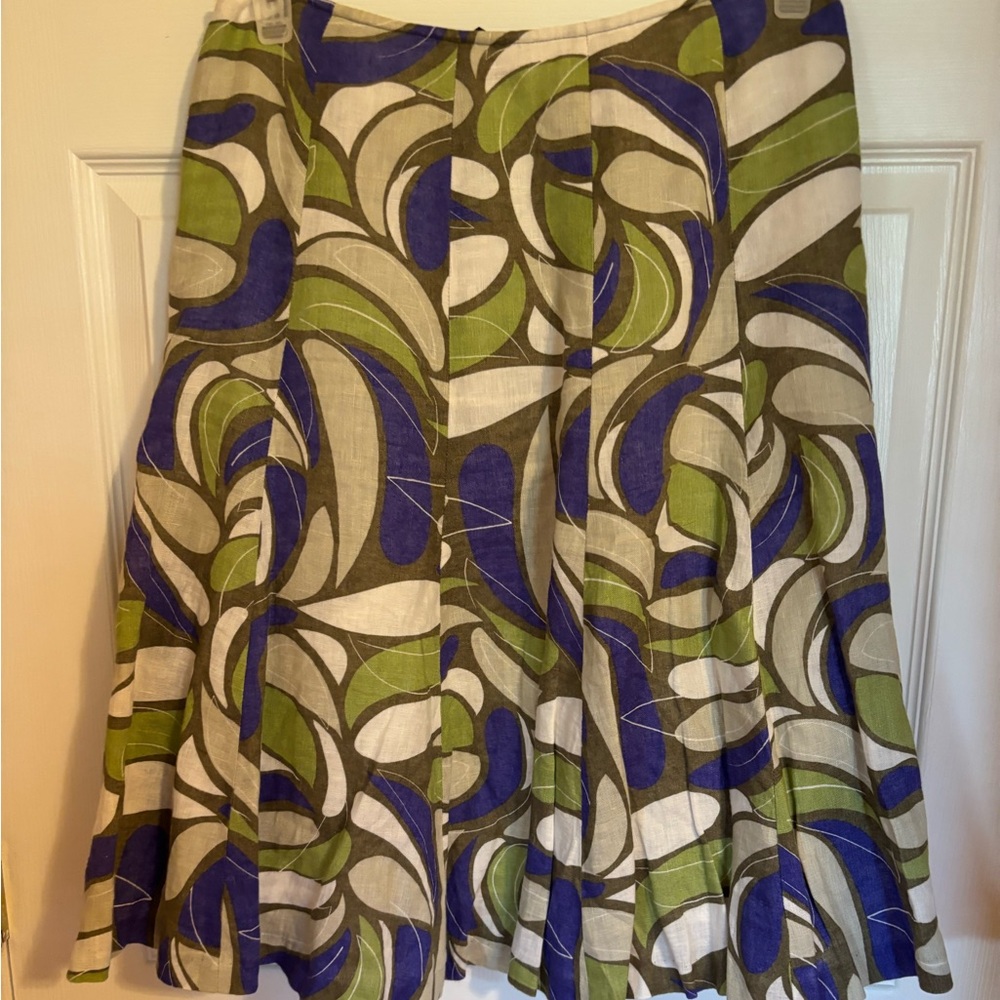 Floral Patterned Skirt in Green and Blue